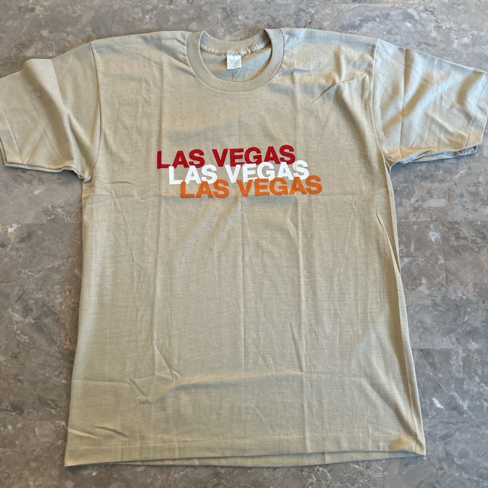 Vintage 90s Las Vegas T Shirt USA Made XL Beige Graphic Tee